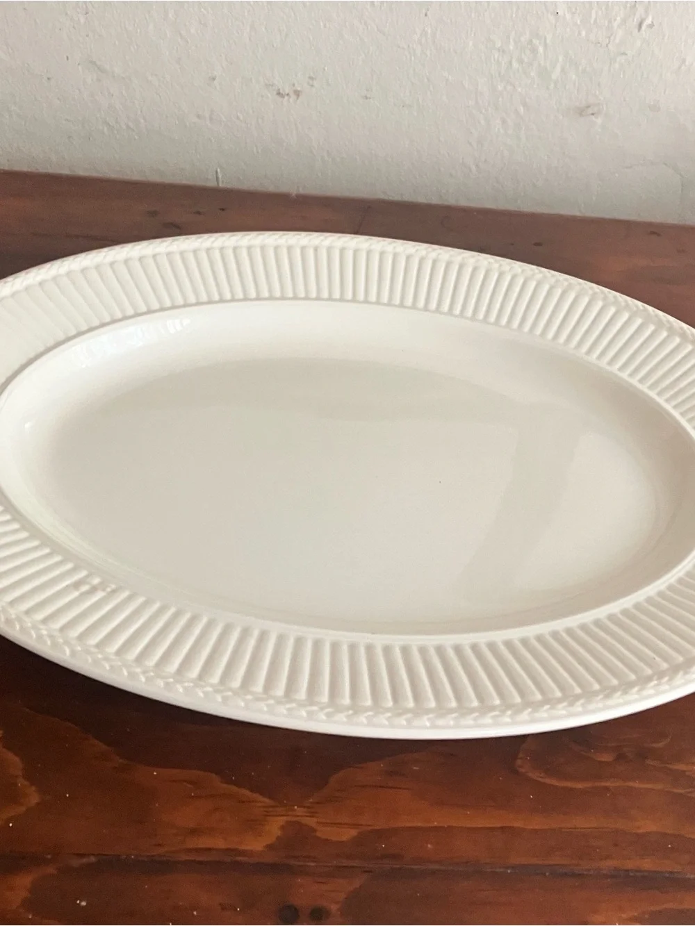 Vintage 1969 Wedgwood Edme Creamware Oval serving platter classic ribbed